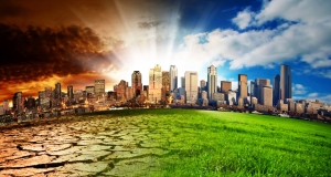 Climate change cityscape